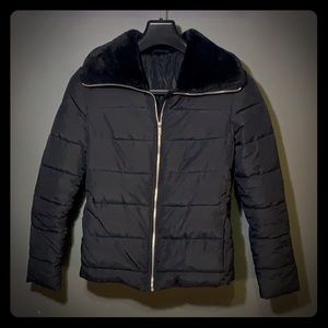 H&M puffer coat with faux fur trim